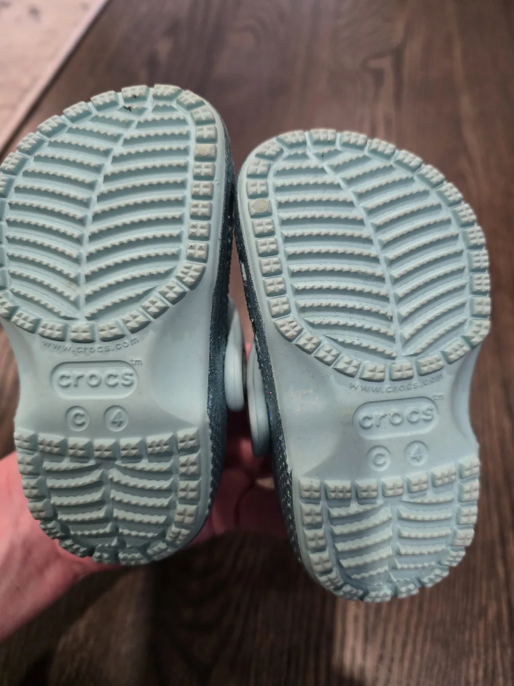 Toddler Glitter Crocs in Light Blue, 4C